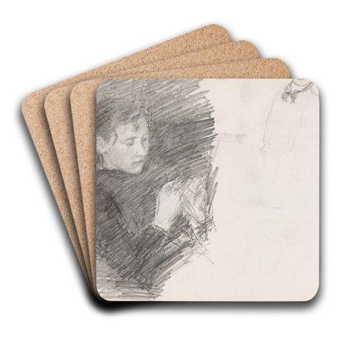 Kvinneportrett; fragment by Signe Scheel Art Drink Coaster set