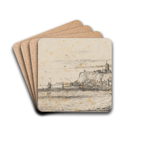 Harbour Scene with Town by Charles Golding Constable Drink Coasters - set of 4