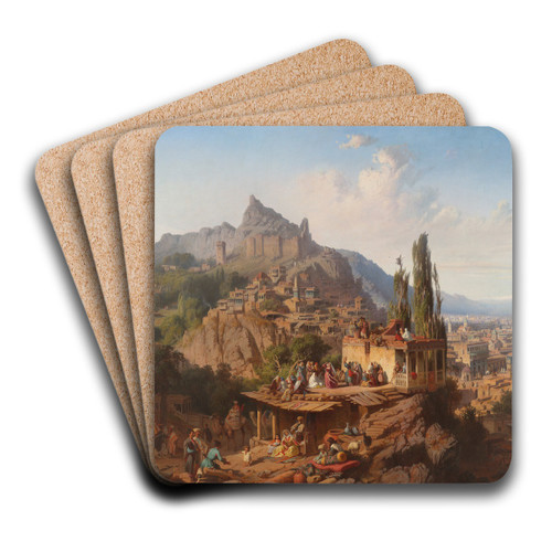View of Tiflis by Paul Franken Art Drink Coaster set