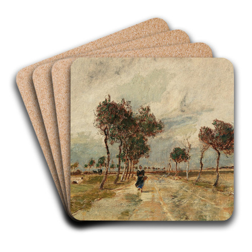An Avenue in Cayeaux by Rudolf Ribarz Art Drink Coaster set