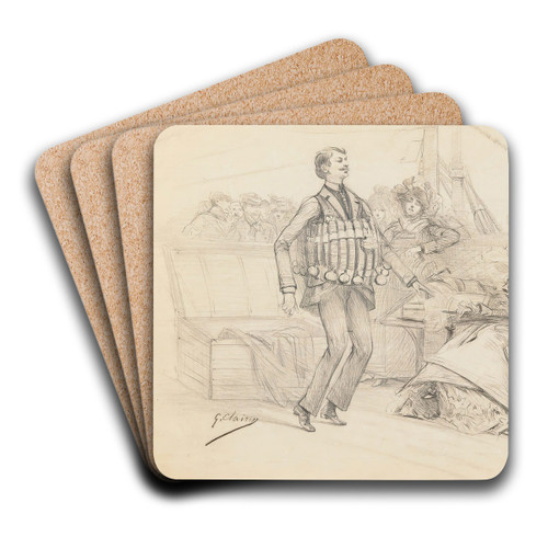 Scenesof Sarah Bernhardt's life by Georges Jules Victor Clairin Art Drink Coaster set