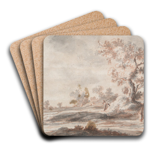 Landscape with Old Tree andFigures by Abraham Genoels II Art Drink Coaster set