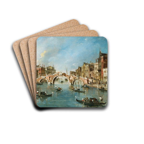 View on the Cannaregio Canal,Venice by Francesco Guardi Drink Coasters - set of 4