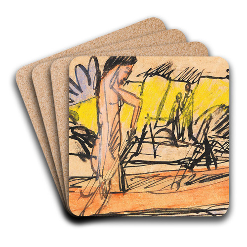 Rudernder Akt by Ernst Ludwig Kirchner Art Drink Coaster set