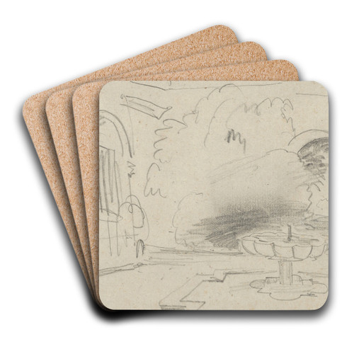 Courtyard with a Fountain by Eugne Delacroix Art Drink Coaster set Courtyard with a Fountain by Eugne Delacroix Art Drink Coaster set