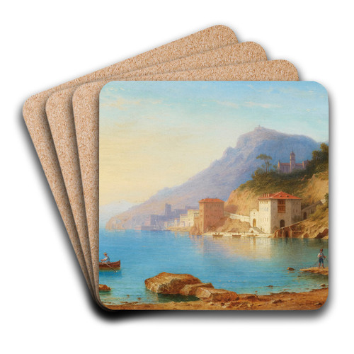 View of the Amalfi coast by Carl Morgenstern Art Drink Coaster set