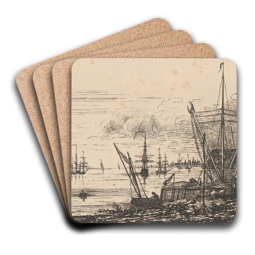 Harbour Scene by Charles Golding Constable Art Drink Coaster set
