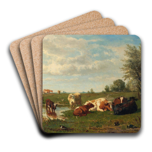 Cows in the Meadow by Gerard Bilders Art Drink Coaster set Cows in the Meadow by Gerard Bilders Art Drink Coaster set