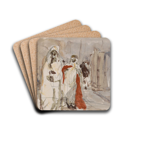 Straat met figuren by Marius Bauer Drink Coasters - set of 4