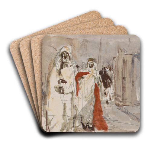 Straat met figuren by Marius Bauer Art Drink Coaster set