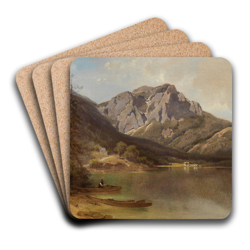 On the shore of Lake Langbathsee by Melchior Fritsch Art Drink Coaster set