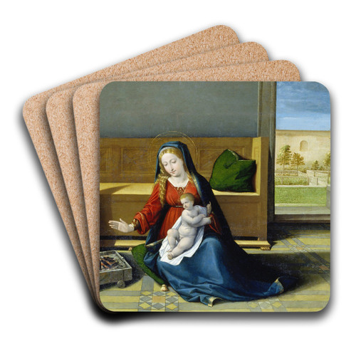 The Holy Family by Benvenuto Tisi Art Drink Coaster set