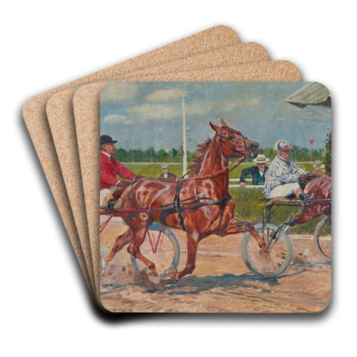 The Horse Race by Ludwig Koch Art Drink Coaster set