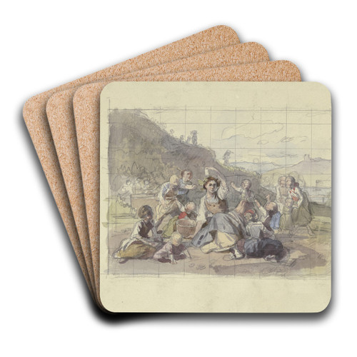Grape harvest by Jakob Becker Art Drink Coaster set