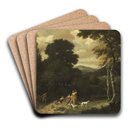 Landscape with Hunters by Jacob Esselens Art Drink Coaster set