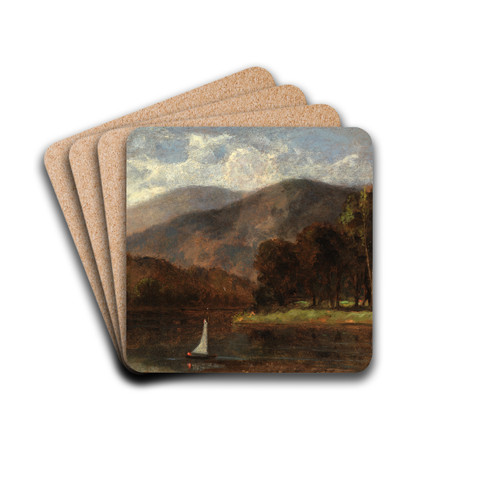 Untitled (sailboat in river) by Edward Mitchell Bannister Drink Coasters - set of 4