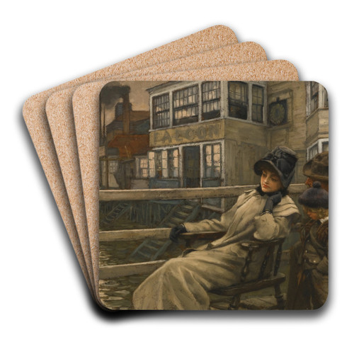 Waiting for the ferry by James Tissot Art Drink Coaster set