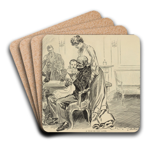 A year or two later by Charles Dana Gibson Art Drink Coaster set