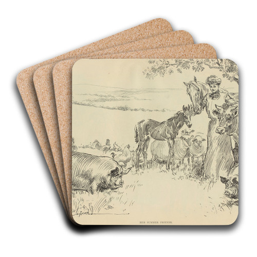 Her summer friends by Charles Dana Gibson Art Drink Coaster set