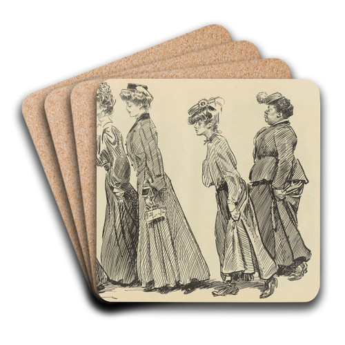 The new hat by Charles Dana Gibson Art Drink Coaster set The new hat by Charles Dana Gibson Art Drink Coaster set