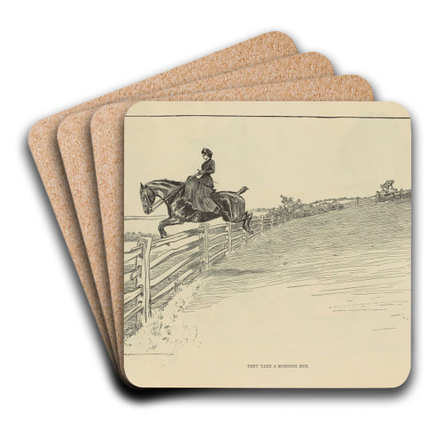 They take a morning run by Charles Dana Gibson Art Drink Coaster set