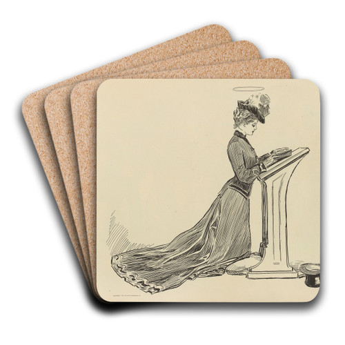 Untitled by Charles Dana Gibson Art Drink Coaster set