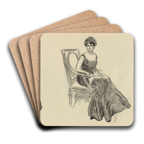 Untitled by Charles Dana Gibson Art Drink Coaster set