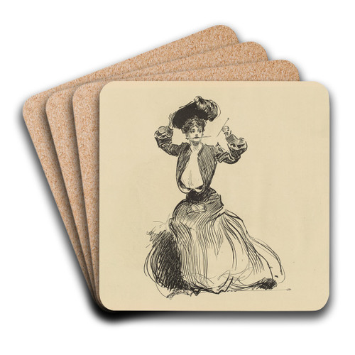 Untitled by Charles Dana Gibson Art Drink Coaster set
