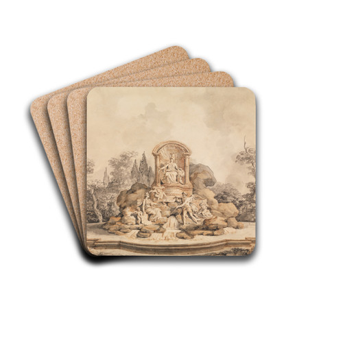 Project for a Monumental Fountain by Augustin Pajou Drink Coasters - set of 4 Project for a Monumental Fountain by Augustin Pajou Drink Coasters - set of 4