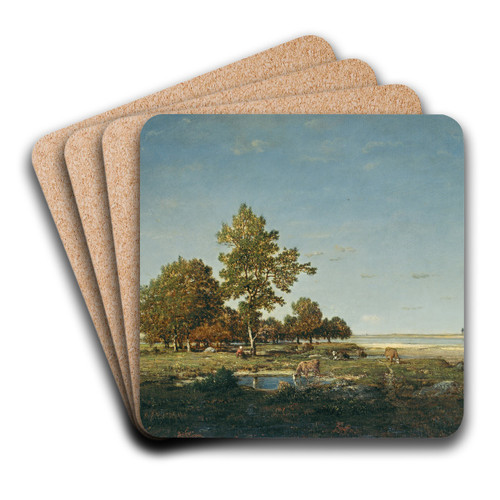 Landscape with a clump of trees by Thodore Rousseau Art Drink Coaster set Landscape with a clump of trees by Thodore Rousseau Art Drink Coaster set