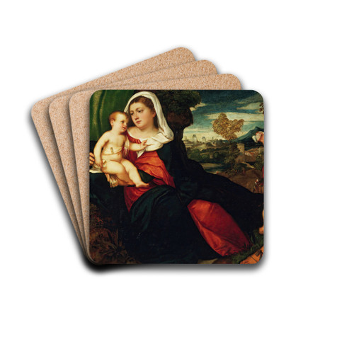 Holy Family in a Landscape by Bonifacio Veronese Drink Coasters - set of 4