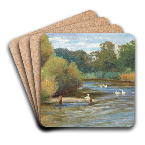 Enten am Weiher by Hugo Darnaut Art Drink Coaster set