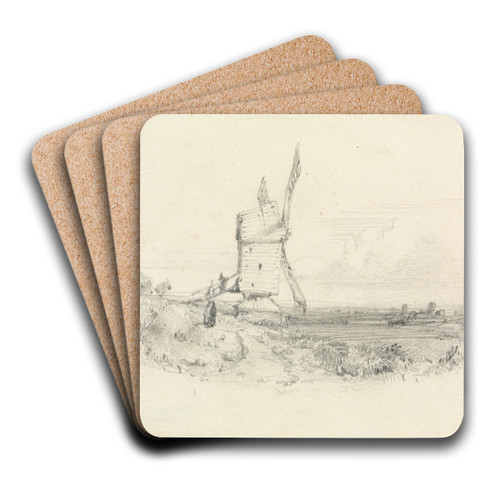 Windmill by William Callow Art Drink Coaster set