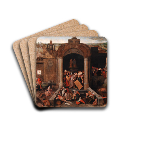 Christ Driving the Traders from the Temple by Hieronymus Bosch Drink Coasters - set of 4