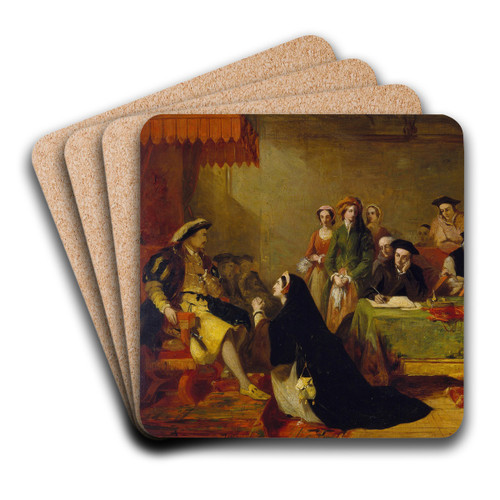 The Trial Of Queen Catherine Of Aragon by Baron Henry Nelson O'neil Art Drink Coaster set