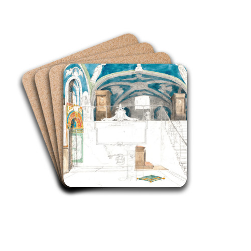 Det indre af klostret S. Benedetto i Subiaco by Martinus Rrbye Drink Coasters - set of 4