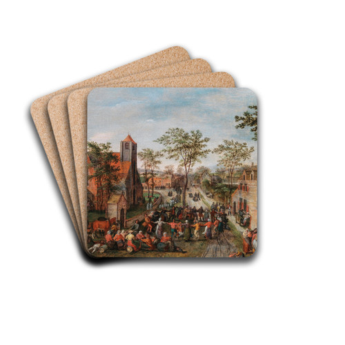 A village kermesse by Jacob Grimmer Drink Coasters - set of 4