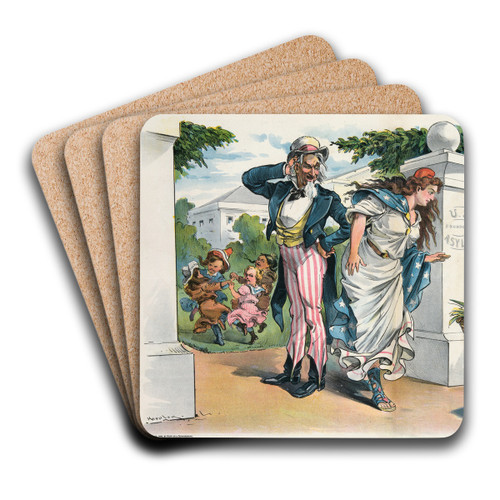 A trifle embarrassed by Udo Keppler Art Drink Coaster set