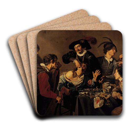The tooth-puller by Theodoor Rombouts Art Drink Coaster set