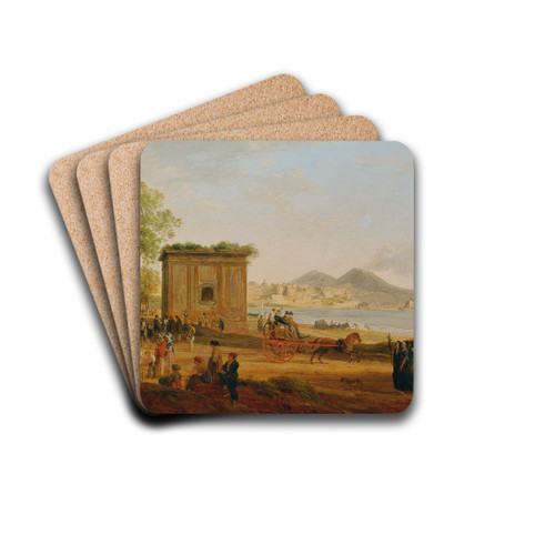 Der Golf von Neapel mit Szenen aus dem Volksleben by Joseph Rebell Drink Coasters - set of 4