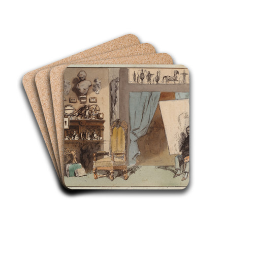 The Painter's Studio by Henry Bonaventure Monnier Drink Coasters - set of 4