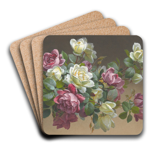 Roses by Paul de Longpre Art Drink Coaster set