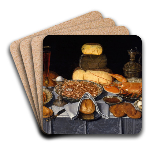 Still Life with Crab, Shrimps and Lobster by Clara Peeters Art Drink Coaster set