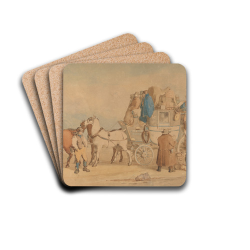 Unloading the Luggage From The Exeter Coach by Charles Cooper Henderson Drink Coasters - set of 4 Unloading the Luggage From The Exeter Coach by Charles Cooper Henderson Drink Coasters - set of 4