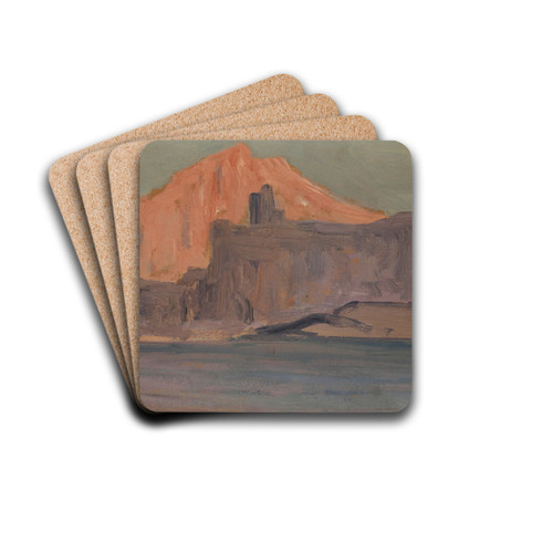 Meer und Felsenkste mit Burg by Ernst Schiess Drink Coasters - set of 4