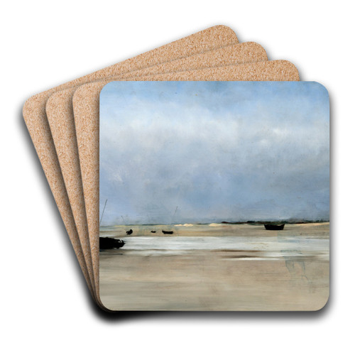 Shore with Boats by August Hagborg Art Drink Coaster set