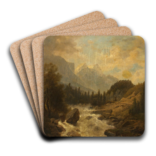 Waldlandschaft by Josef Kriehuber Art Drink Coaster set
