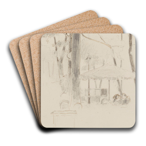 Couple dans un parc, sous un parasol by Georges Hugo Art Drink Coaster set