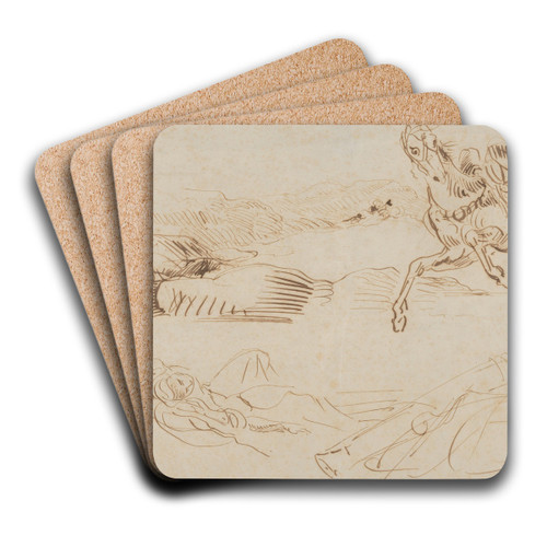 Fallen Warriors and a Runaway Horse by Eugne Delacroix Art Drink Coaster set Fallen Warriors and a Runaway Horse by Eugne Delacroix Art Drink Coaster set