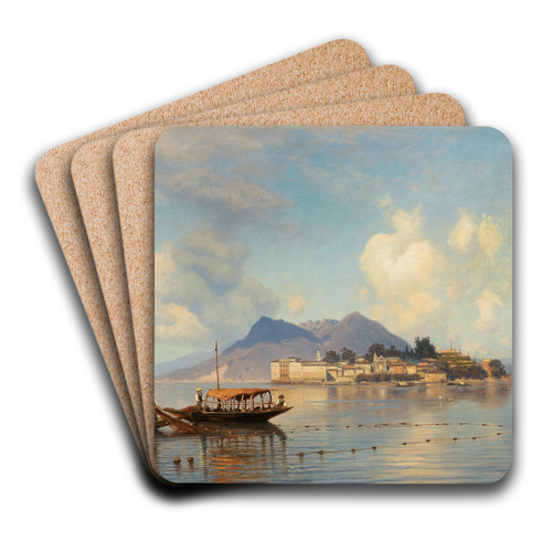 A view of Isola Bella on Lake Maggiore by Ascan Lutteroth Art Drink Coaster set
